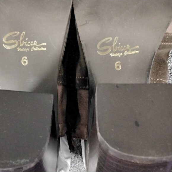 Sbicca Western Peep Toe Heels Size 6 Brown Suede Leather Studded Boho Sandal Nib - Picture 13 of 14